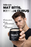 QUAD Q1 Mat Saç Pastası 50 ml – Güçlü Tutuşlu Unisex Wax – Doğal Mat Görünüm